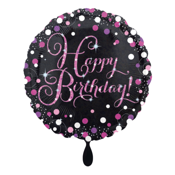 Happy Birthday - Black/Pink Sparkle